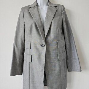 New AKRIS Strada Grey Wool Silk Melange 1 Button Long Pasotti Blazer Jacket 8